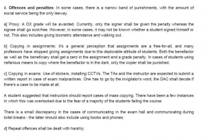 A summary of punishments proposed for each offence by the committee