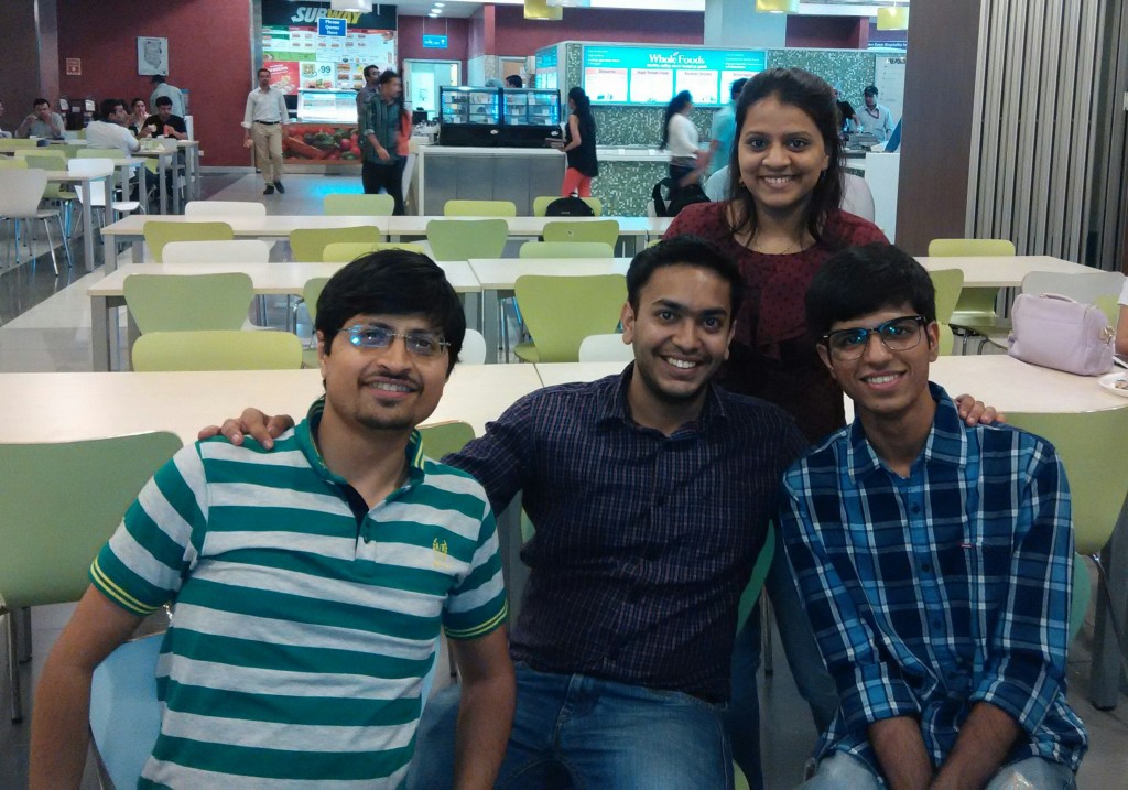 My team (L to R): Hitesh, Paras, Deepthi and me